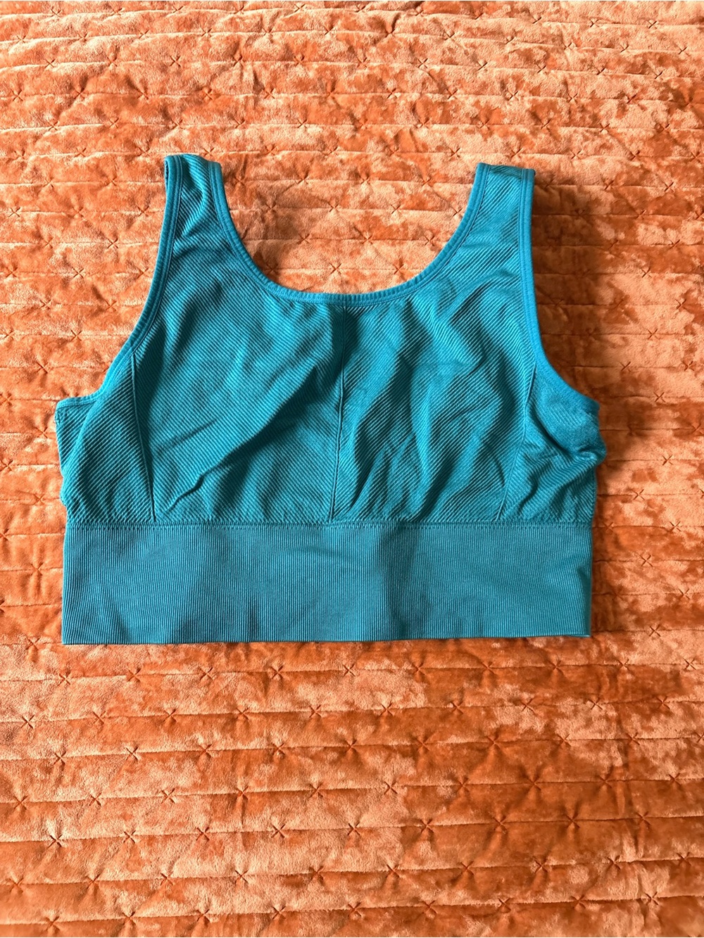 Seamless Teal Sports Bra - Comfort Stretch Crop Top